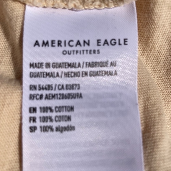 American Eagle Tee graphic Keep Smiling faded look tan yellow black size XS - Picture 7 of 8